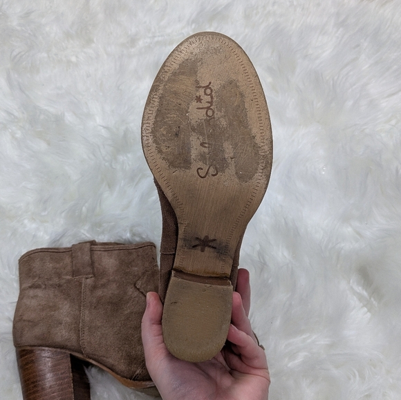 Anthropologie Splendid Lakota Tan Leather Block‎ Heel Western Booties Size 8.5 - Picture 5 of 8